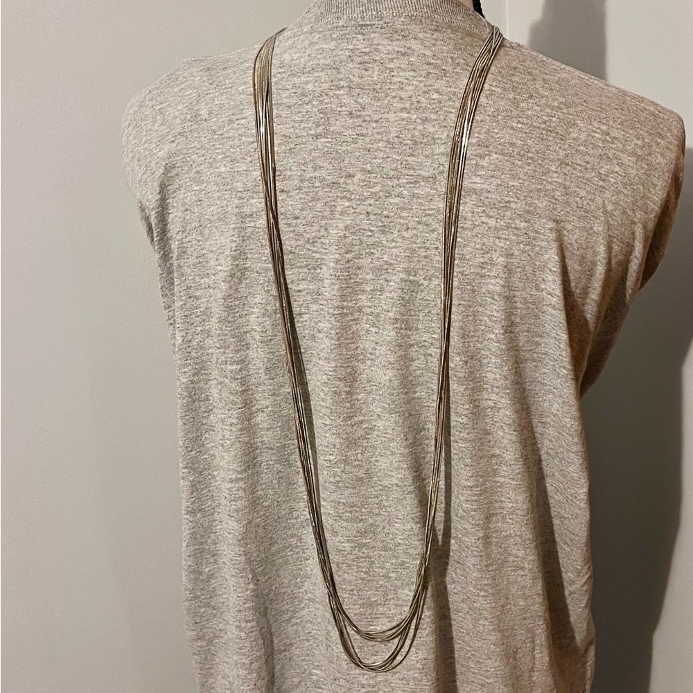 Cara Long multi strand Silver Necklace